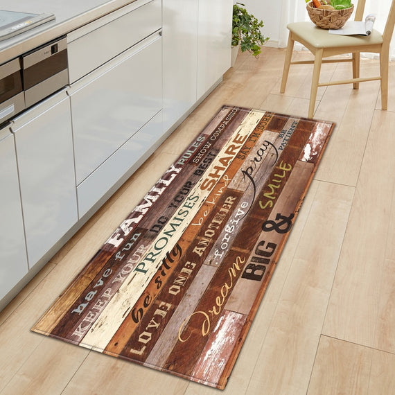 Hallway Entrance Doormat Floor Decorative Living Room Carpet Wood Grain Design Anti-Slip Rug