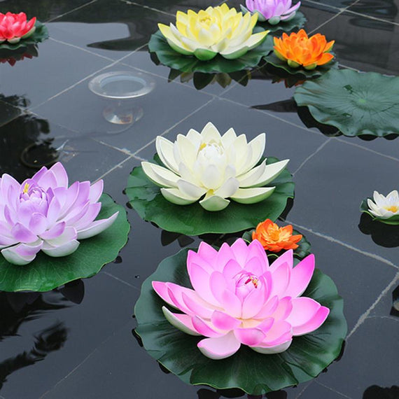 5pcs Artificial Floating Water 10cm Lily EVA Lotus Artificial Flower for Home & Garden Decor