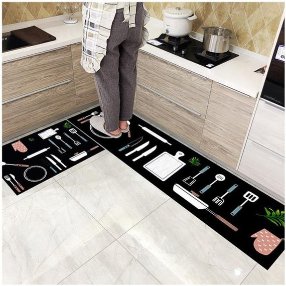 Modern Anti-slip Waterproof 100% Polyester Floor Kitchen Mat Soft Rug