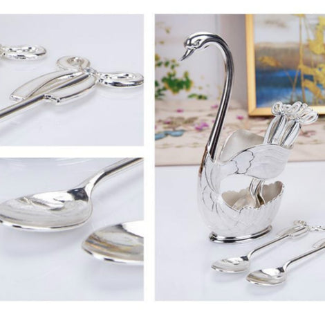 European Style Household Decorative Fashion Cute Swan Design Spoon Fork Set