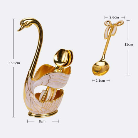 European Style Household Decorative Fashion Cute Swan Design Spoon Fork Set