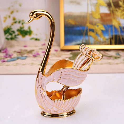 European Style Household Decorative Fashion Cute Swan Design Spoon Fork Set