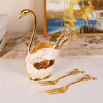 European Style Household Decorative Fashion Cute Swan Design Spoon Fork Set