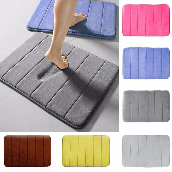Soft Bathroom Mat Home Shower Cotton Bath Rug with Coral Fleece Water Absorption Carpet & Anti-slip